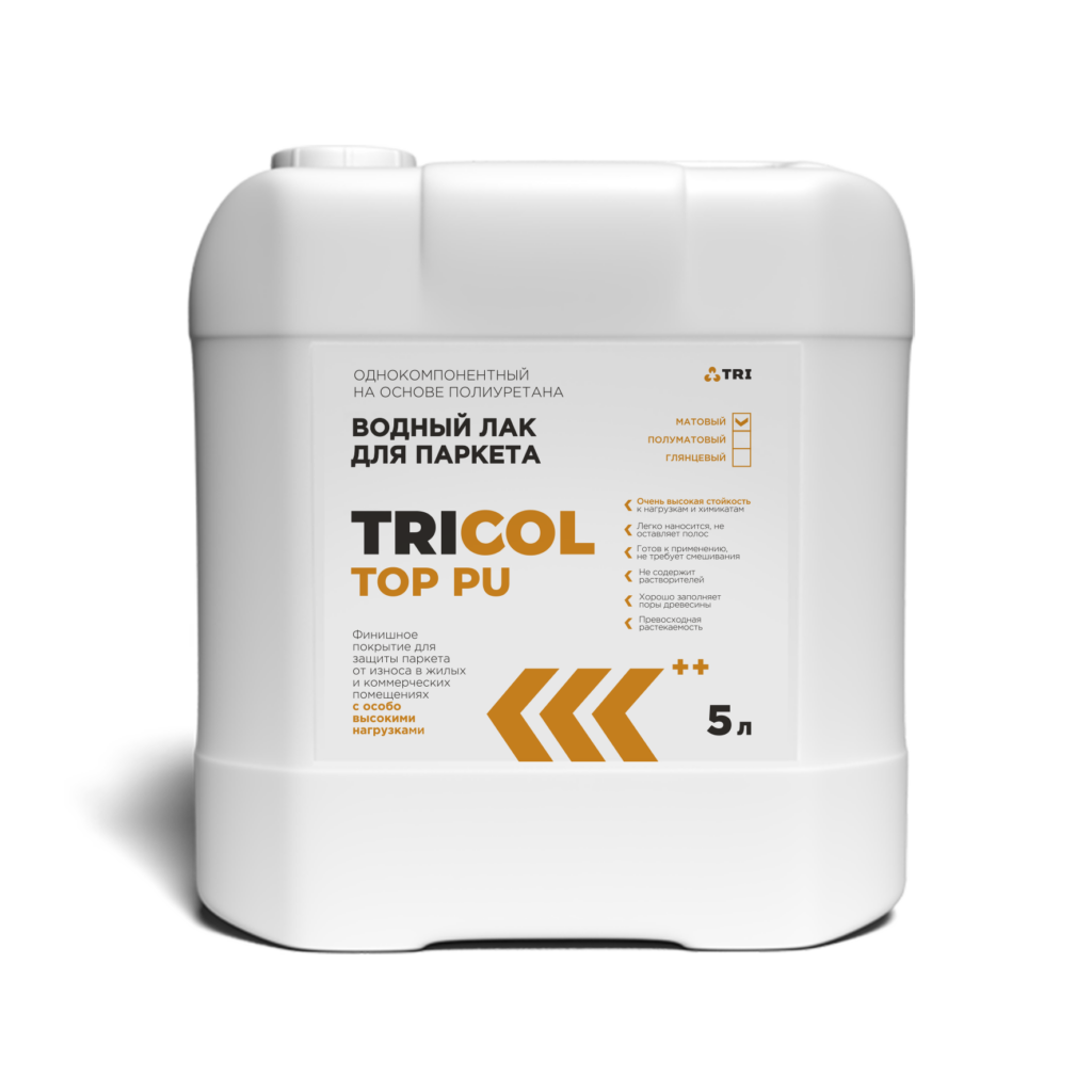 Однокомпонентный полиуретановый лак на водной основе TRICOL TOP PU
